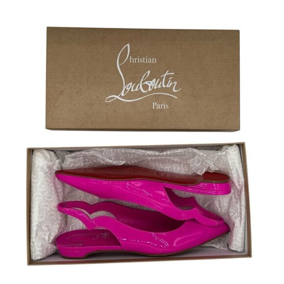 NEW Christian Louboutin Hot Chickita Sling Patent Leather Ballet Flats Pink 7.5 - Picture 13 of 15